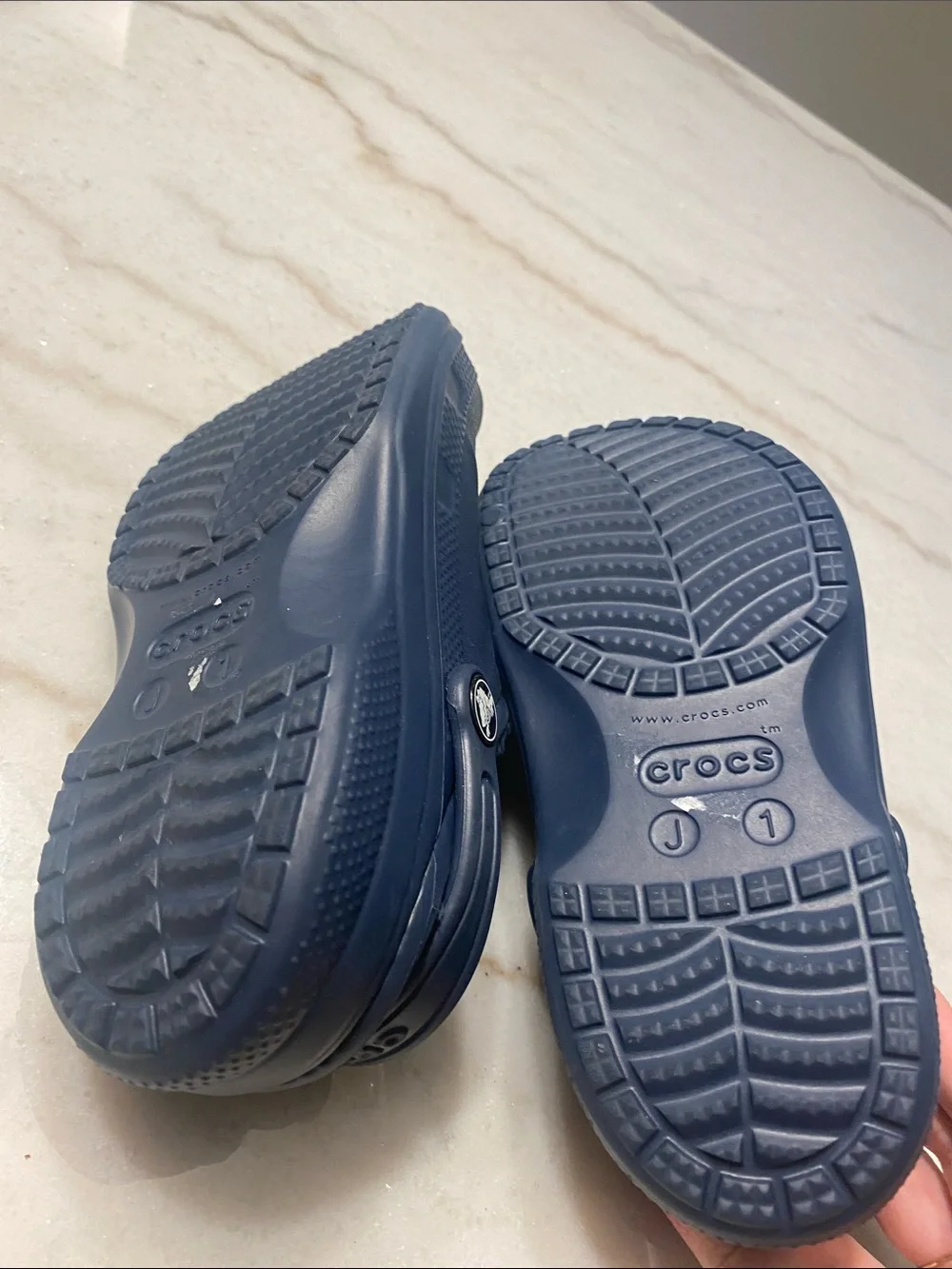 CROCS Navy Blue Fuzzy-Lined Kids Clogs with Character Charm
